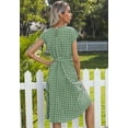 thumbnail image 3 of Womens Summer Dresses Cap Sleeve Polka Dot Falten Midi Dress 2024 Fashion O Neck Casual Fit Tiered Boho Beach Vacation Sundress (Green,Medium), 3 of 6