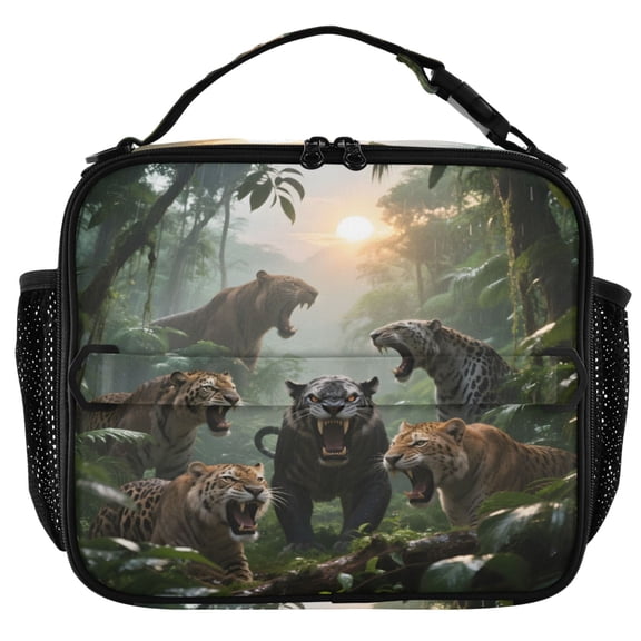 ALAZA Tigers Forest Animals Insulated Lunch Box Lunch Bag Cooler Tote with Shoulder Strap