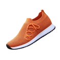thumbnail image 3 of Domuza Unisex Breathable Hollow Fly Knit Sneakers, Sock Slip On Lace Up Lightweight Flexible Casual Walking Shoes with Two-Tone Non-Slip Outsole Orange 7（EU-38）, 3 of 6