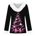 thumbnail image 4 of asdoklhq Tshirts Shirts for Women Ladies' Loose and Casual Christmas Tree Printed Patchwork V-neck Long Sleeved Top Multicolor XL, 4 of 4