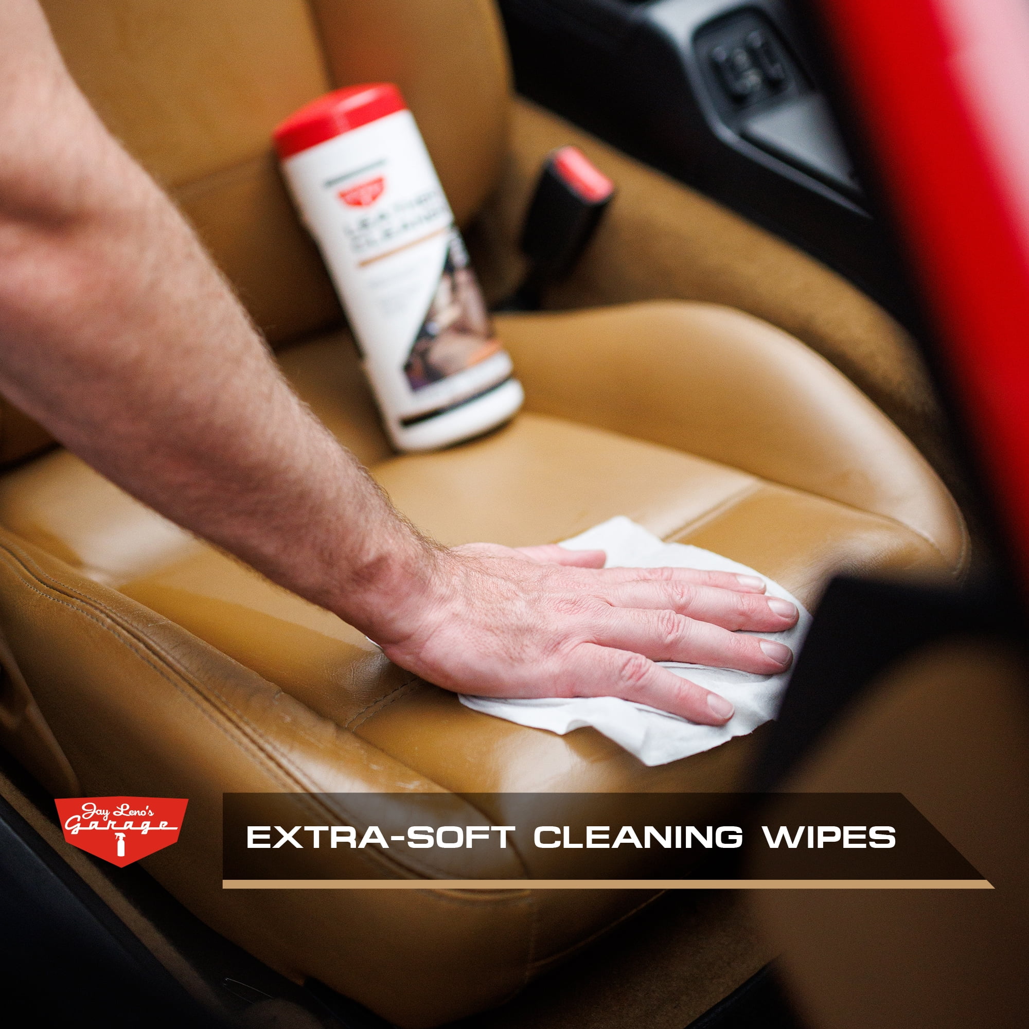 Jay Leno's Garage Leather Cleaner Wipes (30 Count) - Clean & Protects Car Leather Surfaces