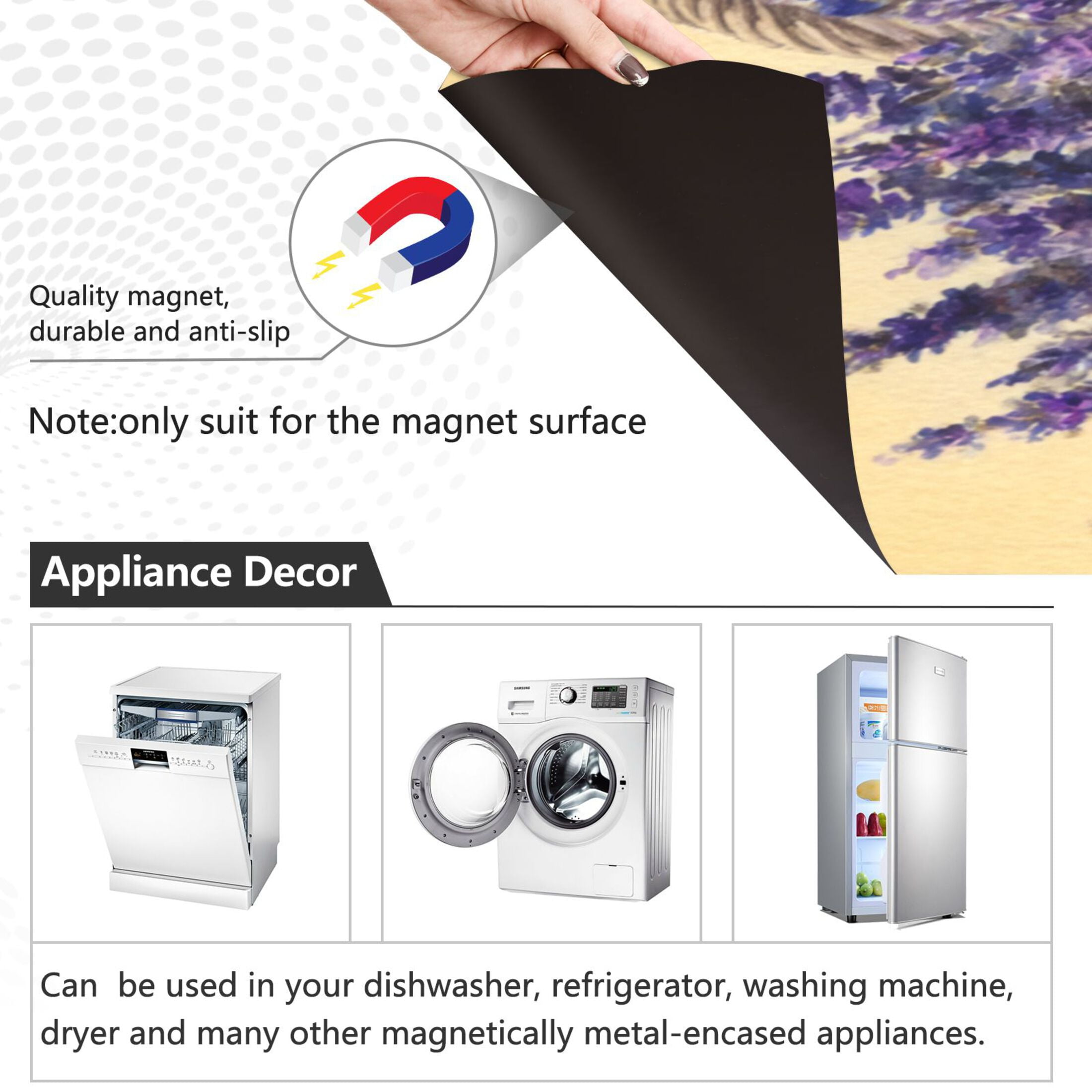 Dishwasher Magnetic Refrigerator Magnet Cover Sticker Home Decorative 23"x26" A Basket Of Purple Lavender
