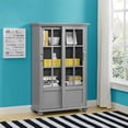 thumbnail image 2 of Arron Lane 4-Shelf Sliding Glass Door Bookcase, Gray, 2 of 12