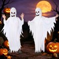 thumbnail image 2 of K-i-ds Halloween Ghost Hooded Long Robe, Lightweight Loose Flowy Ghost Tunic For Trick Or Treat Themed Gatherings, 2 of 8