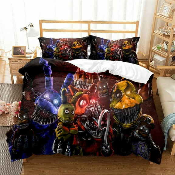 Kids Five Nights at Freddy's Bedding Duvet Cover Queen Size,3 Pieces Soft Light-Weight Comforter Cover with Pillow Shams