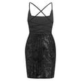 thumbnail image 3 of IBTOM CASTLE Floral Sequin Fashion Dress for Women Sparkly Spaghetti Strap Bodycon Mini Dress Cocktail Party Nightclub Dance Short Prom Dress XL Black, 3 of 8