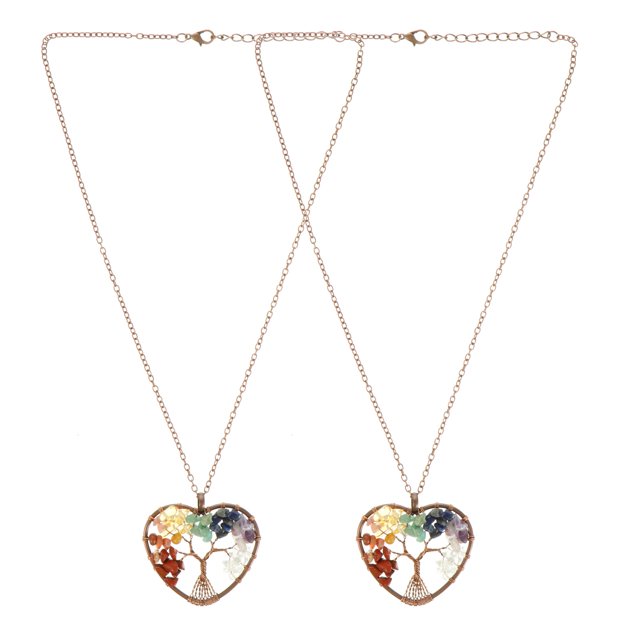 2pcs Natural Stone Tree Necklaces Creative Pendant Jewelries for Women Girls