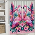 thumbnail image 6 of Awypu Durable and Washable Waterproof Shower Curtain Multiple Sizes Flamingo and Tropical Garden White, 6 of 7