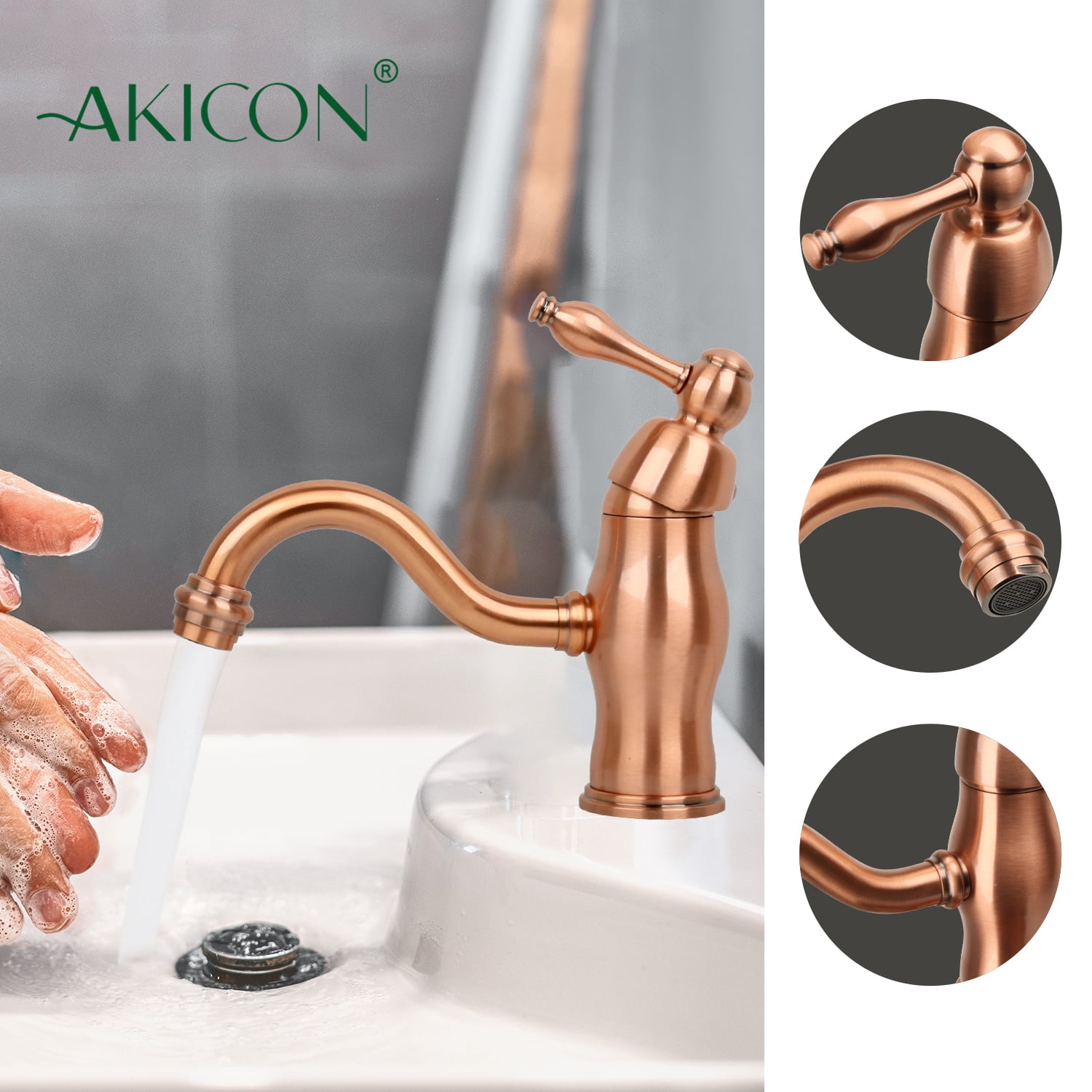 One-Handle Copper Bathroom Sink Faucet