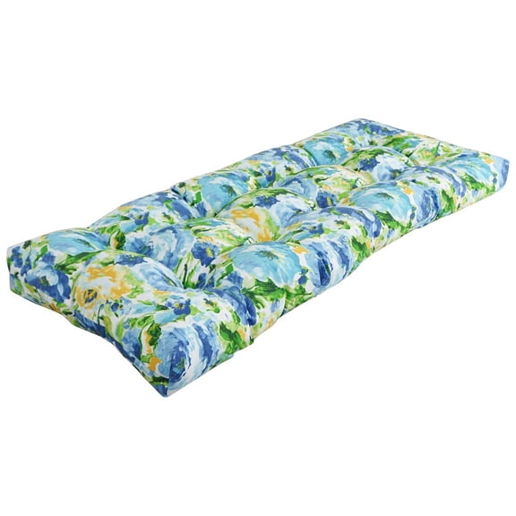 Blazing Needles 46-inch by 19-inch Tufted Patterned Outdoor Spun Polyester Loveseat Cushion