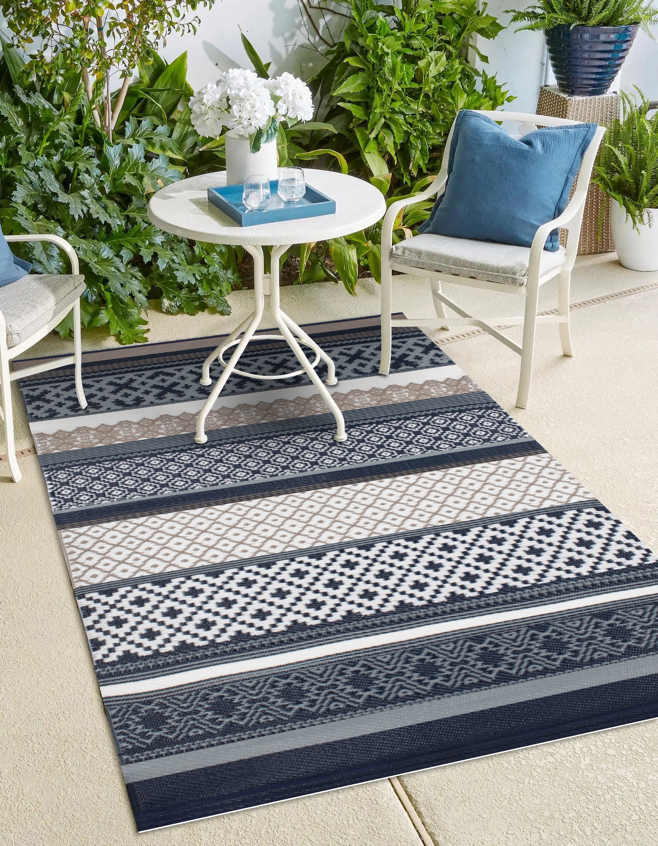 Charcoal Grey Runner Rug Outdoor Summer Patio Picnic Rug Washable Budget Rugs UK 
