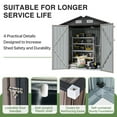 thumbnail image 3 of Sunmthink 6X4FT Outdoor Storage Shed with Plastic Floor, Metal Tool Shed with Lockable Door and Vents, Patio Shed for Garden, Backyard, Poolside, Brown, 3 of 8