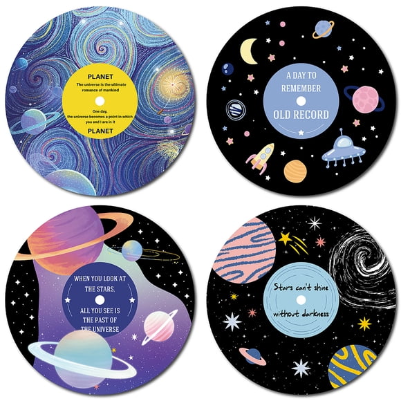 4Pcs Vintage Decor Records Wall Decor Signs Hippie 1950s Decor Collage Display Decorations Space Waterproof for Wall Indie Art Aesthetic Bar Coffee Party Living Room Music Studio 11.8Inch