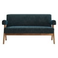 thumbnail image 5 of Loveseat Sofa Couch, Azure Navy Blue, Fabric, Wood, Living Kitchen Cafe Bistro Hospitality Restaurant, Modern Contemporary HB36205, 5 of 9