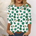 thumbnail image 1 of Hauts Habillés pour Femmes Mode T-shirt Imprimé pour la Saint-Patrick Manches 3/4 Blouse Col Rond Hauts Décontractés Hauts pour Femmes Tendance en Liquidation, 1 of 4