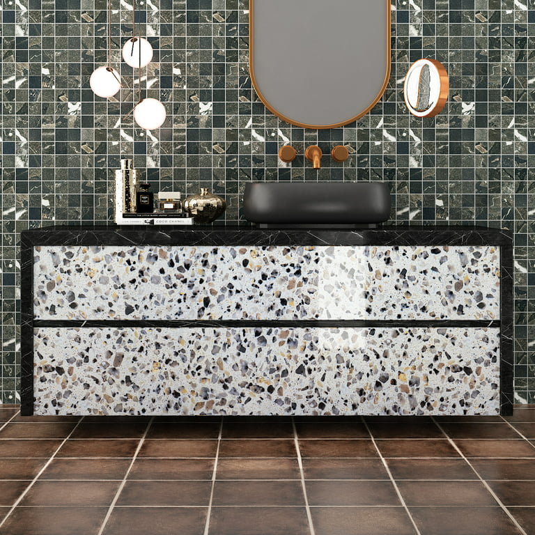 Lacheery Marble Contact Paper for Cabinets 16 inchx80 inch Terrazzo Marble Wallpaper Peel and Stick Countertop Decorative Wallpaper Removable Counter