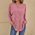 thumbnail image 3 of KBZDBZC Womens Summer Tops Women's Autumn and Winter Round Neck Long Sleeved Stripe Loose Casual T Shirt Womens Tops (Red,XXXXL), 3 of 5
