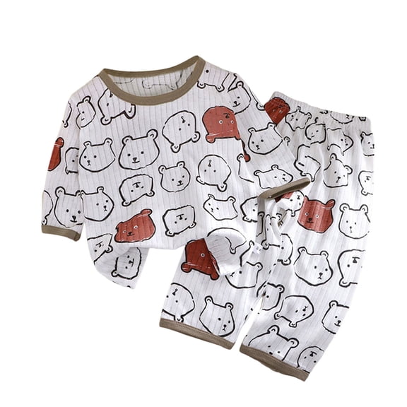 BOOMNY Toddler Boys 2 Peice Pajamas Sets Cartoon Graphic 3/4 Sleeve Sleepwear Tops Pants Pjs Set for Kids Cozy Summer Loungewear Homewear