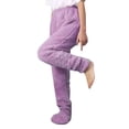 thumbnail image 3 of Unisex Winter Fleece Lined Sleep Pants, Thermal Long Johns with Attached Socks, Footed Warm Pajama Pants, Cold Weather Base Layer, Cozy Thermal Leggings, Plush Loungewear Pants - Purple, 3 of 5