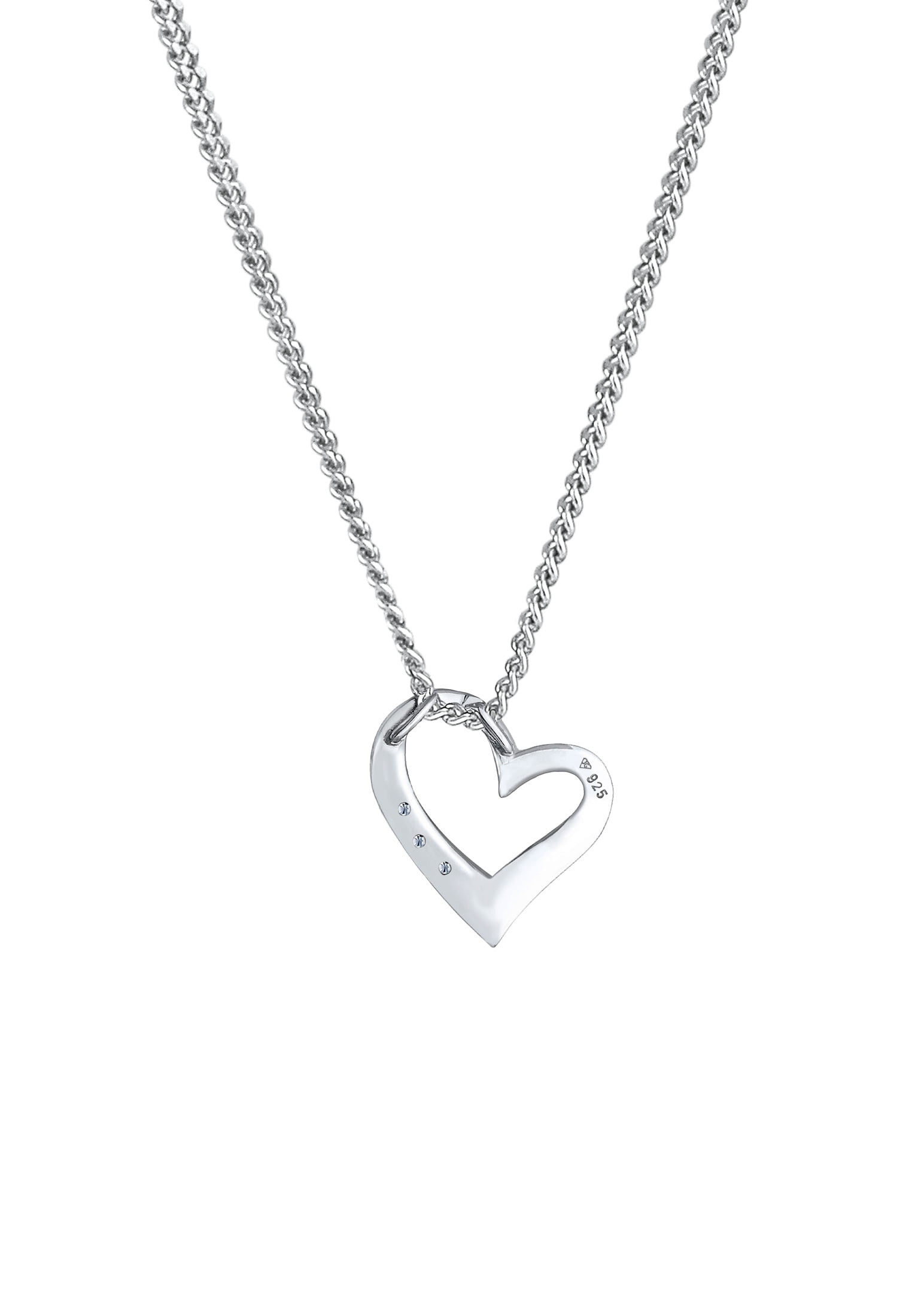 Elli by Julie & Grace Women 18" Diamond (0.04 ct.) Heart Necklace 925 Silver
