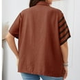 thumbnail image 3 of ZQUUVOU Women's Plus Size T-Shirt Turndown Collar Short Sleeve Pocket Blouses Burgundy (3XL), 3 of 3