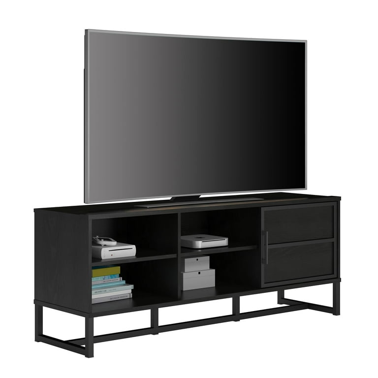 Mainstays 60 Inch TV Console with Sliding Door True Black Oak