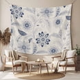 thumbnail image 2 of Blue Flower Vintage Tapestry for Bedroom Wall Hanging Tapestry, Abstract Ethnic Floral Pastoral Ceiling Backdrop Tapestries Poster Blanket Wall Decor for Teens Room Living Room Dorm 59" x 79", 2 of 8