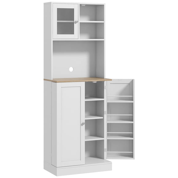 66.5" Tall White Kitchen Pantry Cabinet with Adjustable Shelves & Microwave Storage – Dining Room Hutch, 23.6" x 13.8" – Stylish & Organized Storage Solution