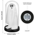 thumbnail image 3 of 1 Pack Halloween Ghost Decor Light – Light Up Ghost in Glass Cloche with Wood Base, Cute Indoor Halloween Decoration for Table, Shelf, Fireplac, 3 of 4