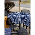 thumbnail image 5 of Outdoor Tablecloths with Umbrella Hole & Zipper, Vintage Wave Lines 54x54 Inch Square Tablecloths, Classic Minimalist Striped Navy Blue Waterproof Table Cloth, Patio/Pool/Picnic Table Covers, 5 of 8