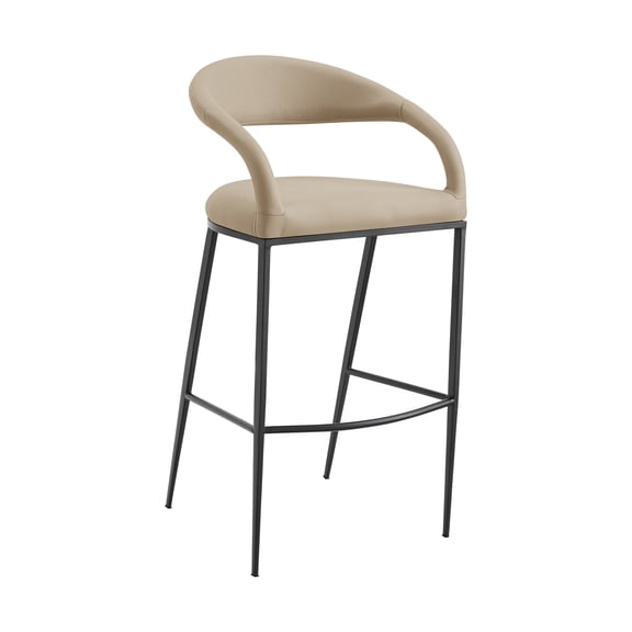 Ramona 26" Counter Stool with Matte Black Iron and Beige Faux Leather
