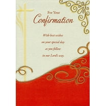 Designer Greetings Gold Cross and Swirls with Red Confirmation Card