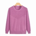thumbnail image 4 of ManxiVoo Classic Crewneck Sweater For Women Soft Lightweight Pullover Long Sleeve Loose Fit Breathable Lounge Casual Wear XL Size Light Violet, 4 of 5