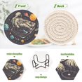 thumbnail image 4 of Yayeee 6 PCS Drink Coasters with Holder Set Woven Absorbent Round Tabletop Hot Pad, Black Record, 4 of 7