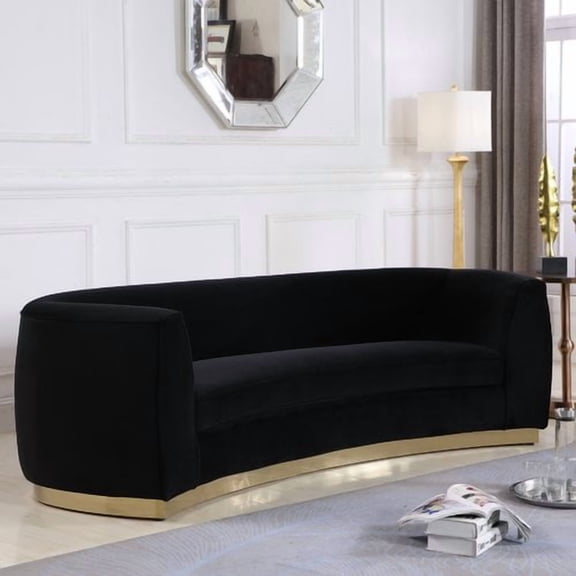 Meridian Furniture Julian Contemporary Velvet Sofa in Black