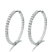 Amy and Annette 18K White Gold Plated Inside Out Hoop Earrings with crystals (40mm)