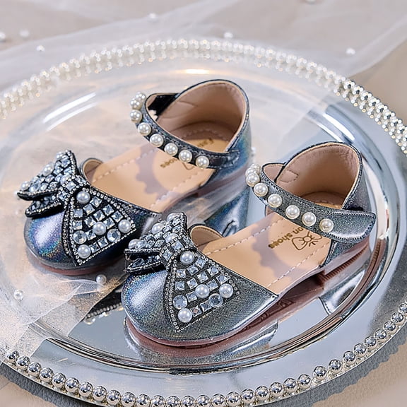 Mostsola Little Girl's Bowknot Pearl Mary Jane Flats Princess Flower Wedding Party Dress Shoes