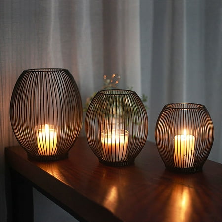 

Peryerana Christmas Lantern Candlestick Retro Metal Iron Lighting Cage Candle Holder Ornament for Party Home Decor