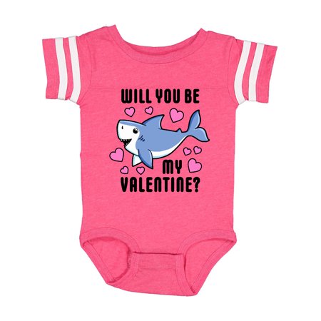 

Inktastic Will you be my Valentine with Cute Shark and Hearts Gift Baby Boy or Baby Girl Bodysuit