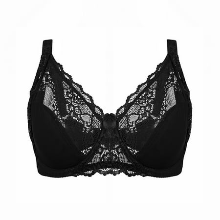 

Bigersell Padded Sports Bra Womens Solid Lace Lingerie Bras Underwear Bralette Bras Comfortable Bra Short Size Tshirt Bra Style 9113 Black 42E