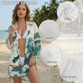 thumbnail image 6 of Xoenoiee Dragonfly Boat Lotus Flower Leaves Print Swimsuit Coverup for Women V Neck Bathing Suit Cover Up Long Sleeve Causal Bikini Button Down Shirt Resort Wear, M, 6 of 7