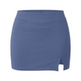 thumbnail image 4 of Womens Skort Stretch Pencil Skirt with Side Slit Zipper High Waist Bodycon Slim Fit Solid Blue L, 4 of 4