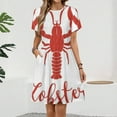 thumbnail image 2 of Hand Drawn Lobster Logo Women's Dress Short Sleeve Summer Sundress Summer Women Clothes, 2 of 7
