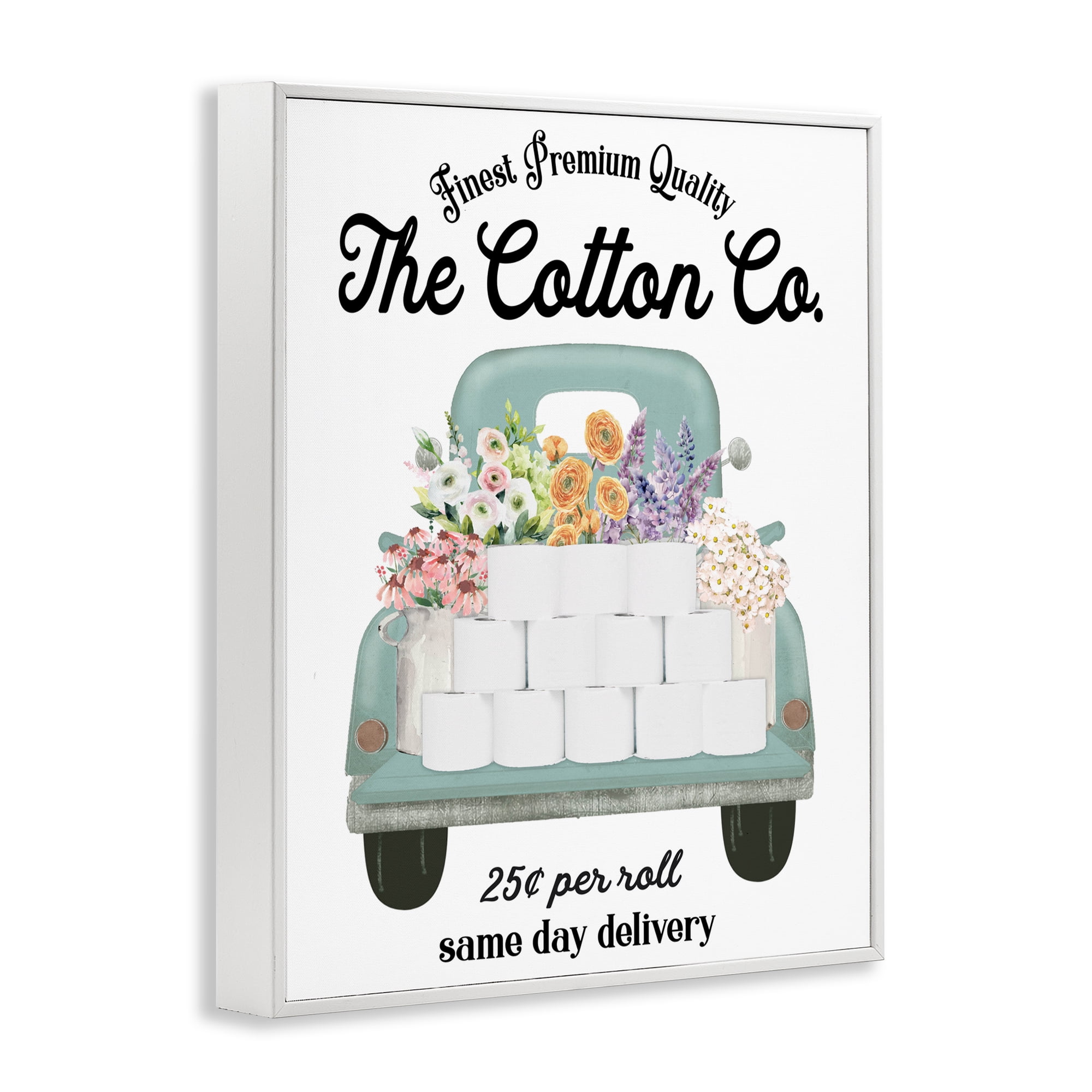 Toilet Paper Delivery Truck White Framed Giclee Art, design by Lettered and Lined