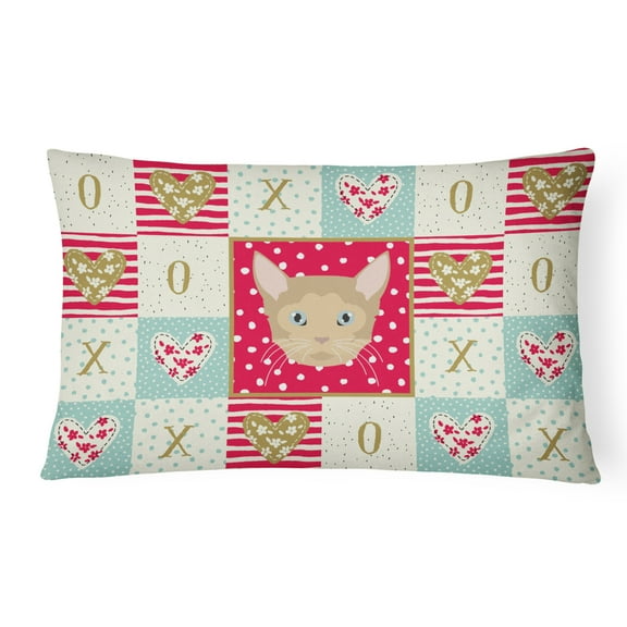 Carolines Treasures CK5119PW1216 German Rex Cat Love Canvas Fabric Decorative Pillow, Red, 12H x16W, multicolor