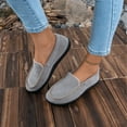 thumbnail image 2 of Gray Womens Flat Shoes Moccasin Style Decorative Stitching Fleece Lined Solid Color Slip On Versatile Everyday Light Office Wear Size 37, 2 of 5