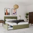 thumbnail image 2 of Novogratz Brittany Platform Bed Frame with Storage Drawers, Queen, Olive Green, 2 of 19