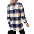 thumbnail image 4 of Xuanfei Women Plaid Lapel Button Up Long Sleeve Mid-Long Wool Shacket Coat, 4 of 7