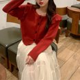 thumbnail image 2 of Cárdigan de punto de estilo dulce nuevo retro francés para otoño e invierno, tops cortos, suéter fresco y elegante que combina con todo, abrigo para mujer, 2 of 5
