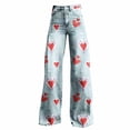 thumbnail image 4 of Delayuji Women's Pants Heart Printed Casual Wide Leg Pants Valentine's Day, 4 of 4